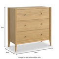 Buy British Paris Oak 3 Drawer Chest bedroom furniture free UK delivery
