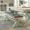 Buy British Salcombe Sage Cross Leg Bench Grey Cushion free UK delivery

