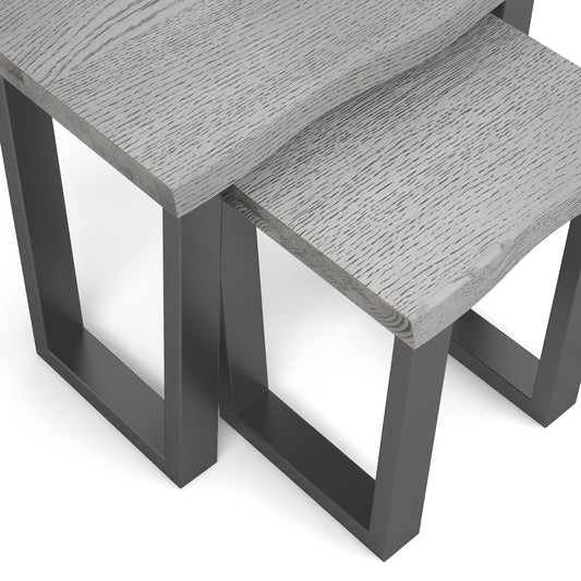 Buy Brooklyn Grey Oak and Metal Nest of 2 Tables Online