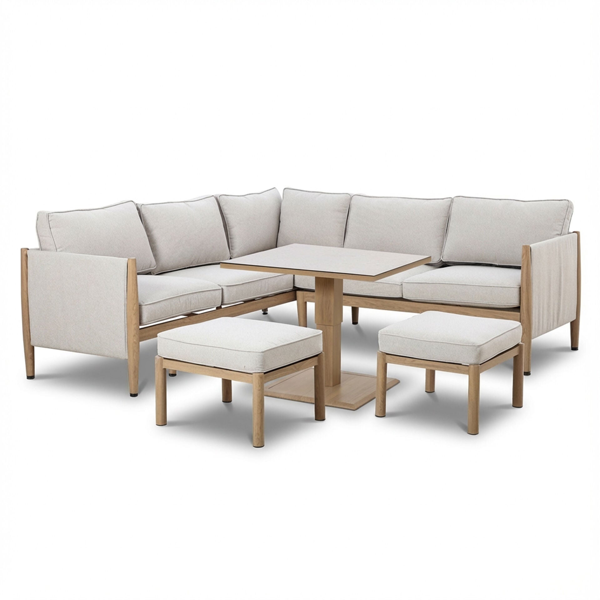 Buy Burford aluminium dining set with piped cushion detailing

