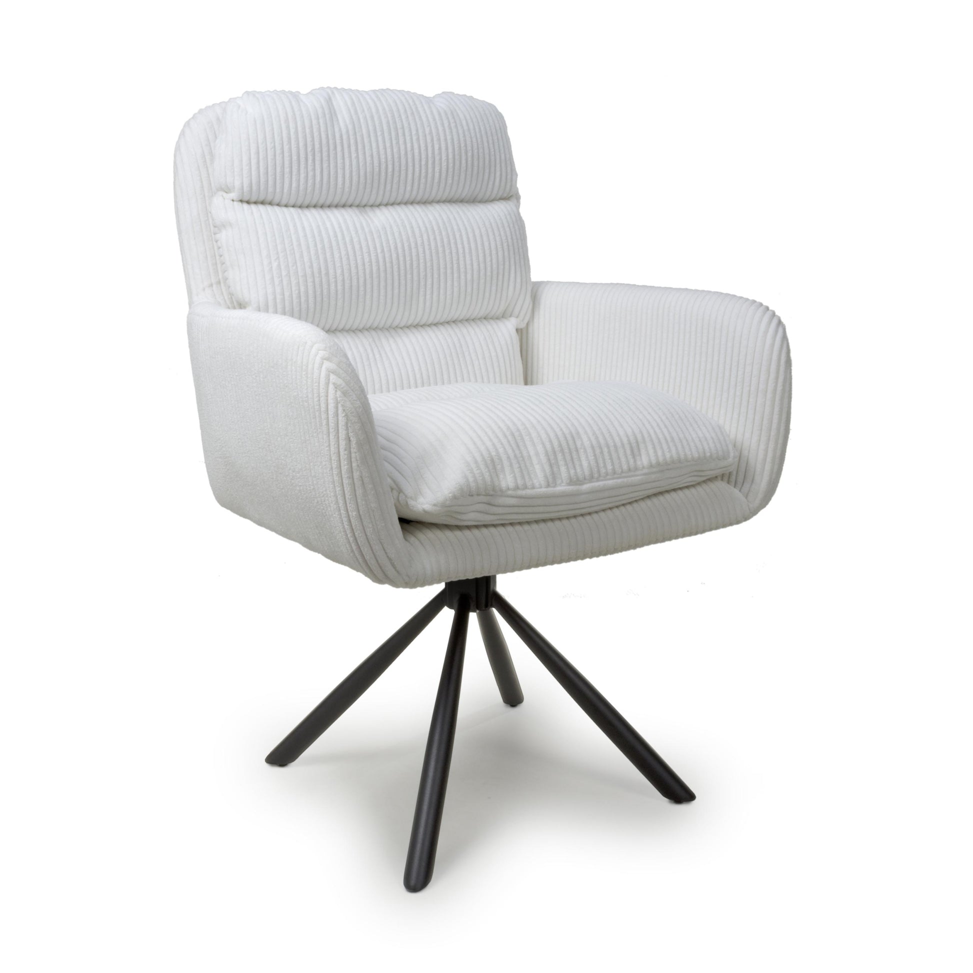 Buy Cassidy Corduroy White Swivel Chair for living rooms