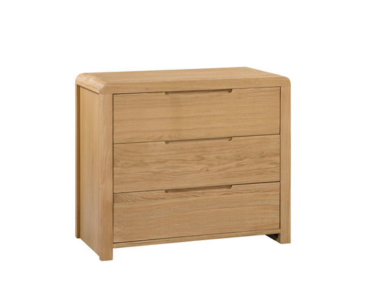 Buy Curve 3 Drawer Chest in solid white oak online UK
