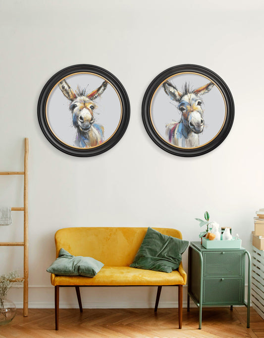 Buy Donkey Jack and Jennet Cosy Sketch Oxford round framed print UK