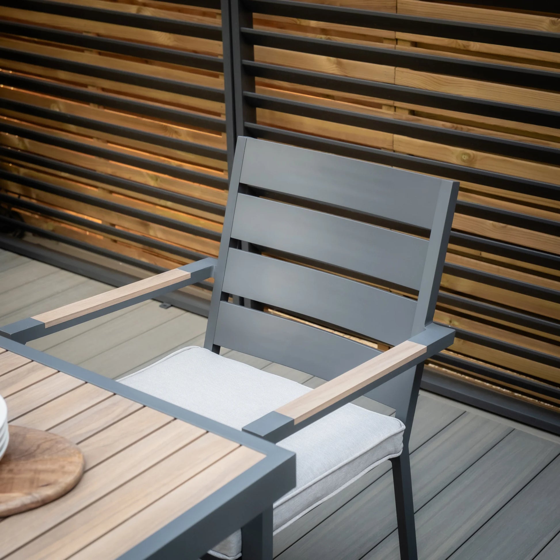 Buy Dove Grey aluminium dining furniture online UK