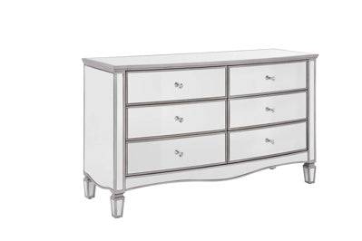 Buy Elysee 6 Drawer Wide Chest glass mirrored bedroom furniture UK
