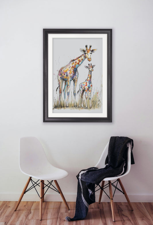 Buy Family of Giraffes Cosy Sketch Black Hurstwood Frame UK
