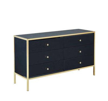 Buy Fenwick 6 Drawer Chest black and gold bedroom furniture UK
