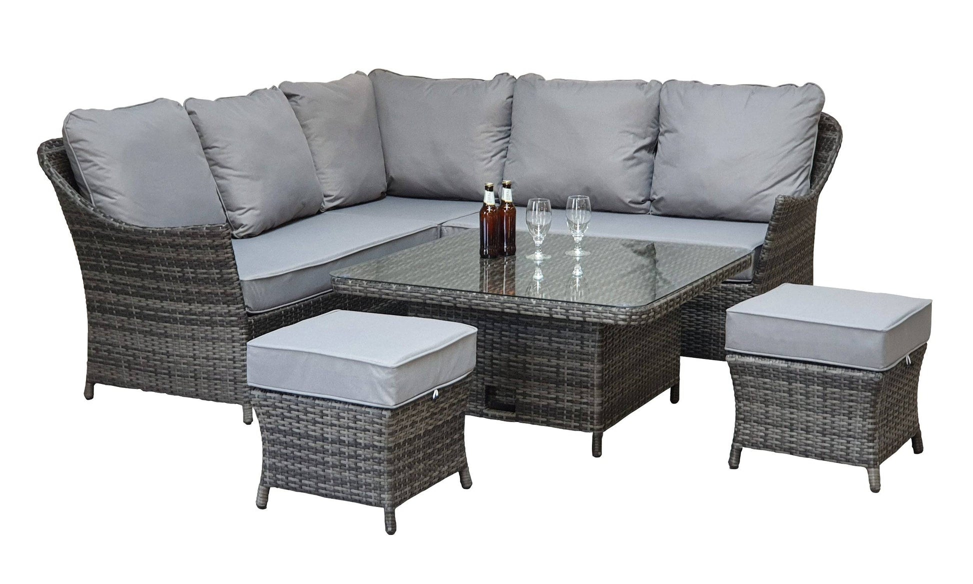 Buy Francesca Corner Dining Set | Grey Rattan Hi/Lo Table