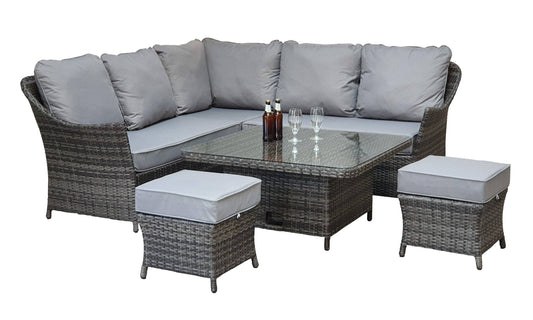 Buy Francesca Corner Dining Set | Grey Rattan Hi/Lo Table