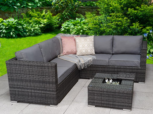 Buy Georgia Corner Sofa with Ice Bucket Grey Outdoor Set 