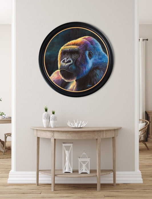 Buy Gorilla Print Power by Amy Ansell Oxford Round Frame online UK

