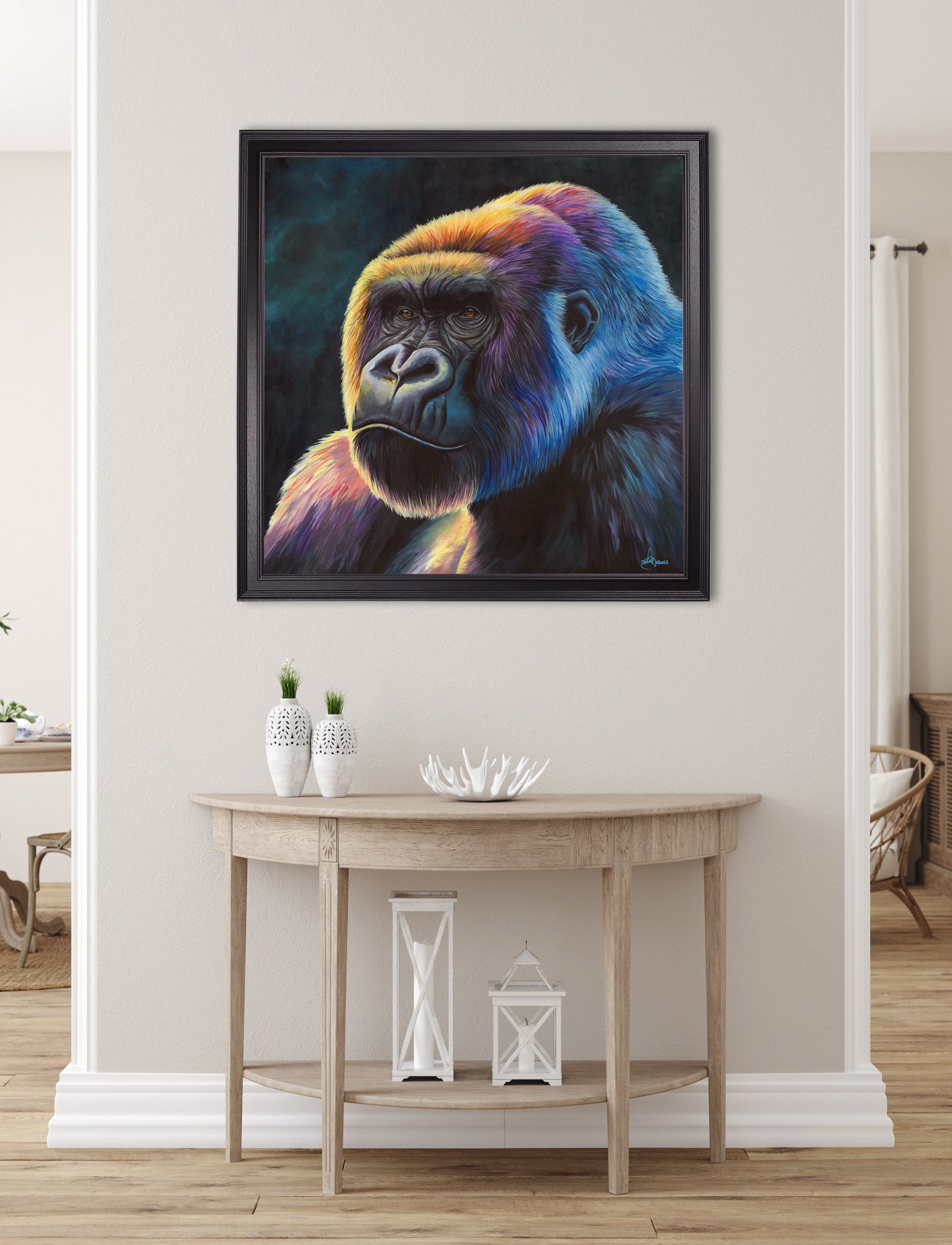 Buy Gorilla Print Power by Amy Ansell black square framed print UK