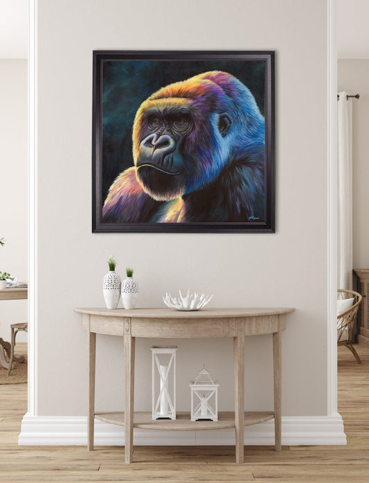 Buy Gorilla Print Power by Amy Ansell black square framed print UK