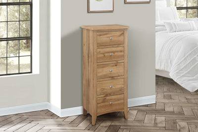 Buy Hampstead 5 Drawer Tall Chest Oak narrow tallboy UK
