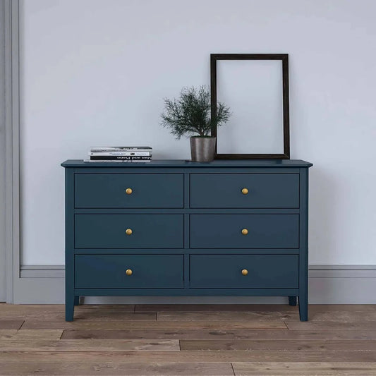 Buy Harrogate Blue Large Chest of Drawers solid pine UK

