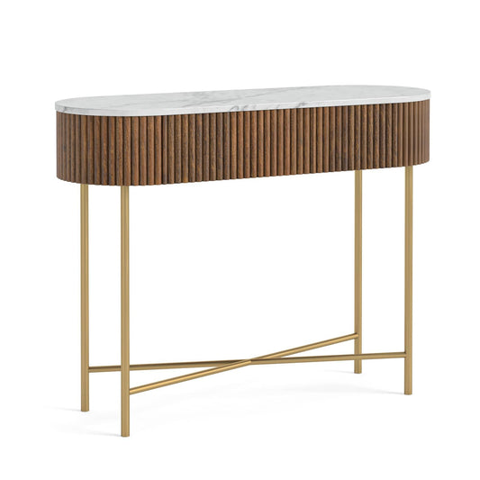 Buy Harvard Reeded Mango Wood Console Table with Marble Top