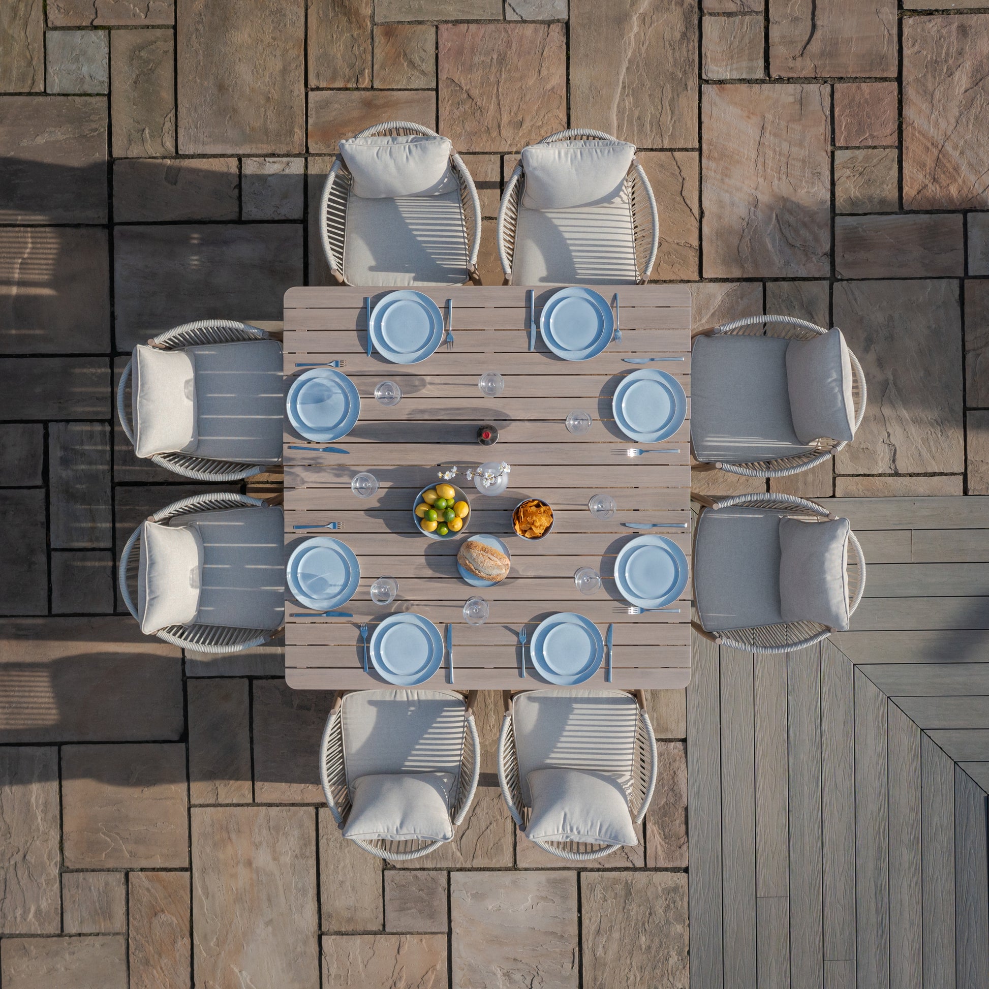 Buy Havana rope weave 8 seat square dining set today
