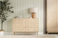 Buy Herringford Oak 6 Drawer Wide Chest herringbone bedroom storage UK

