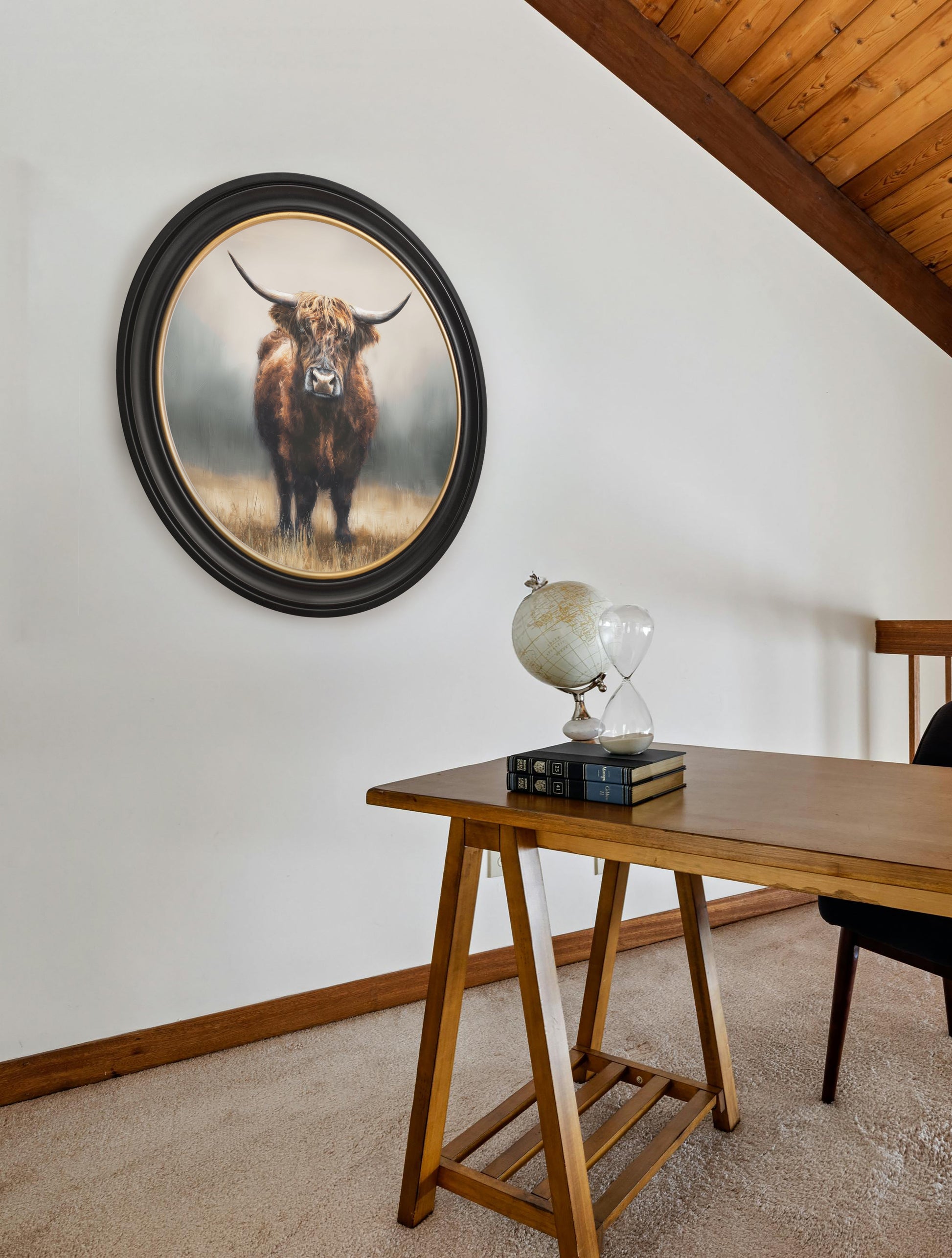 Buy Highland Cow Oxford round framed print UK