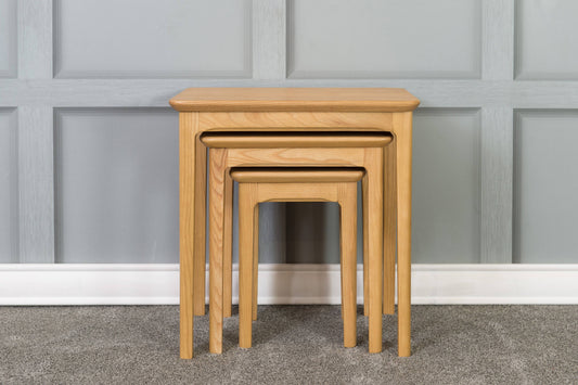 Buy Hudson Carved Mango Wood Nest of 3 Tables Online