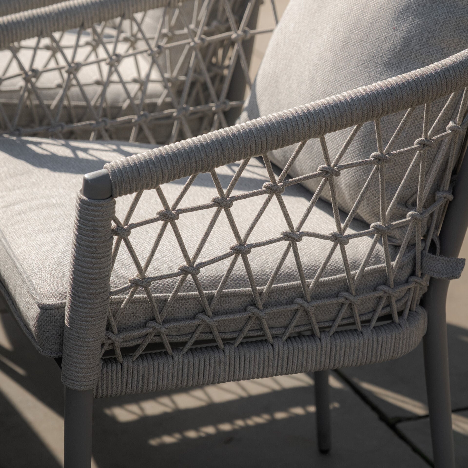 Buy Jakarta teak dining set with shower resistant cushions
