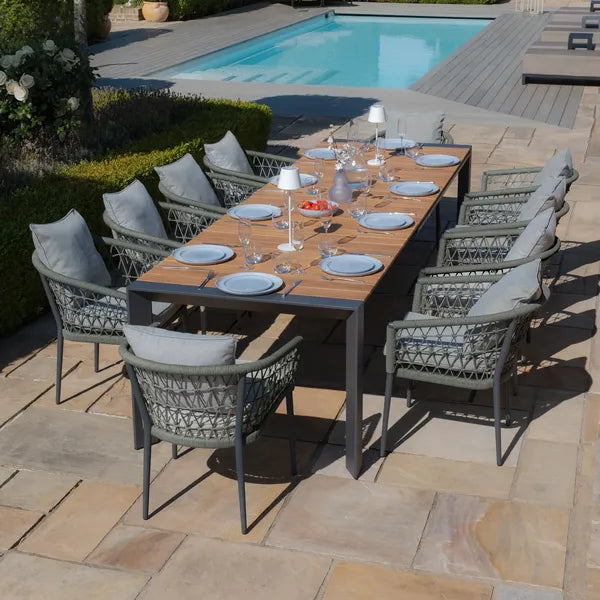 Buy Jakarta teak dining set with shower resistant cushions and monaco chairs

