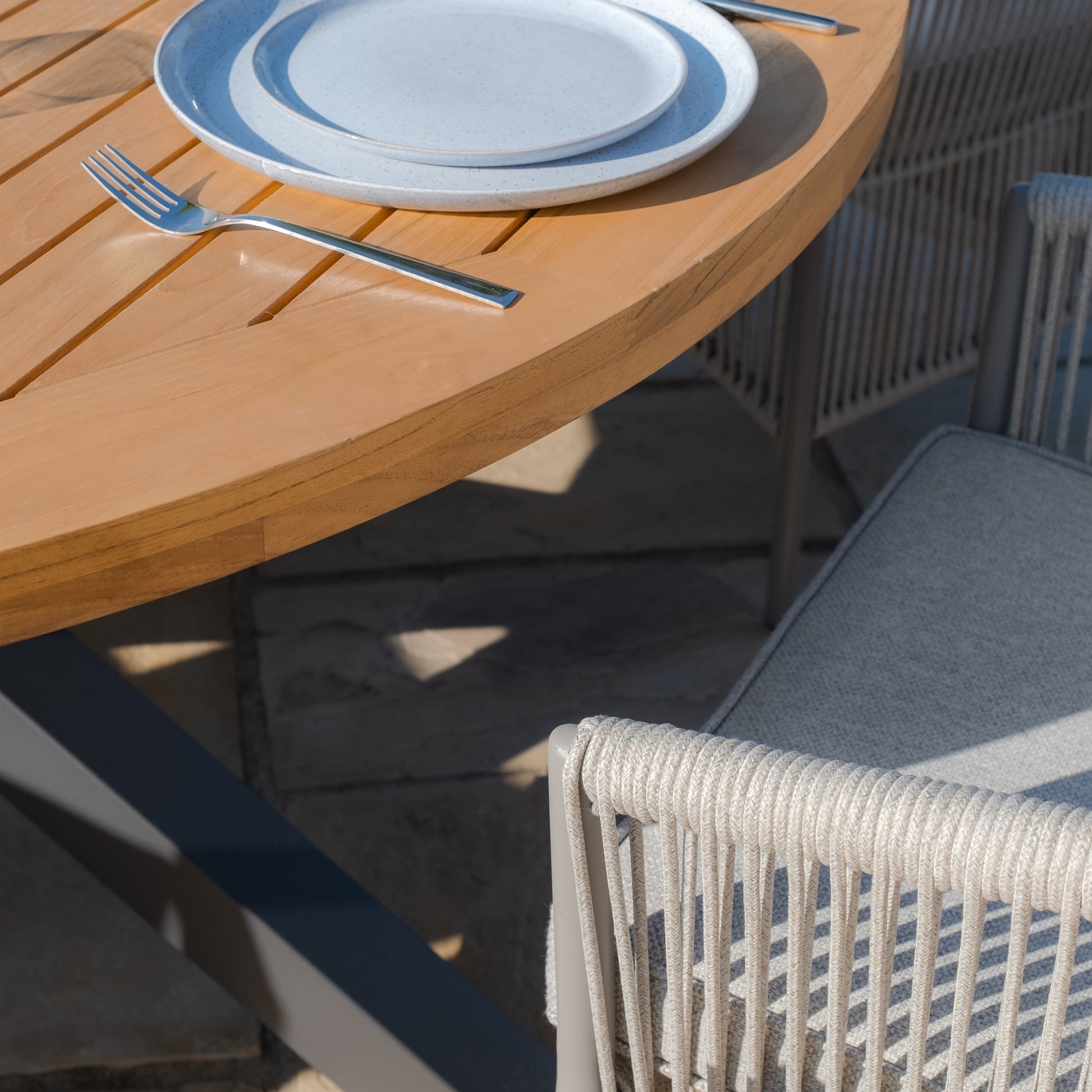 Buy Jakarta teak table with Maldives rope weave chairs
