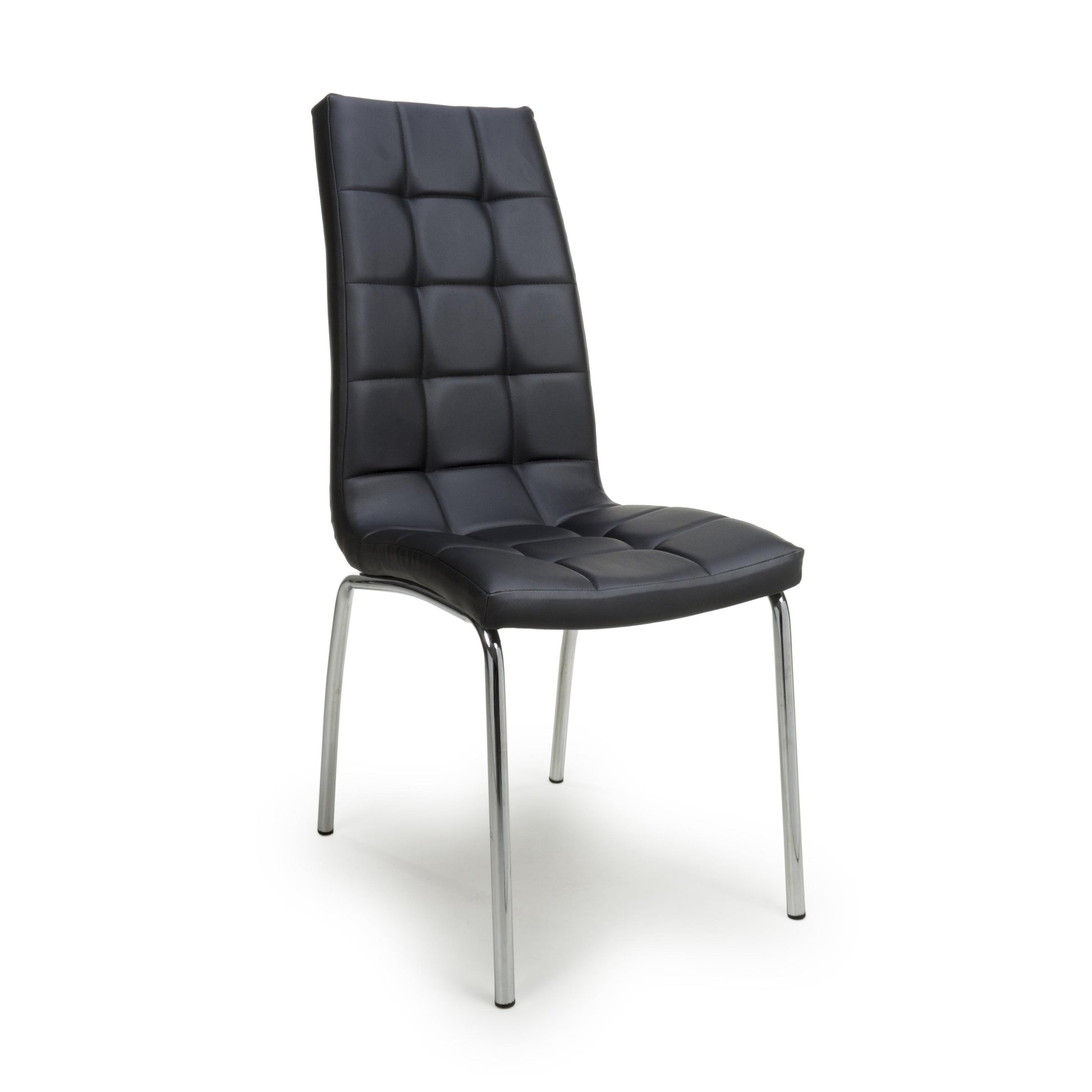 Buy Jenner Leather Effect Black Chrome Dining Chair online UK