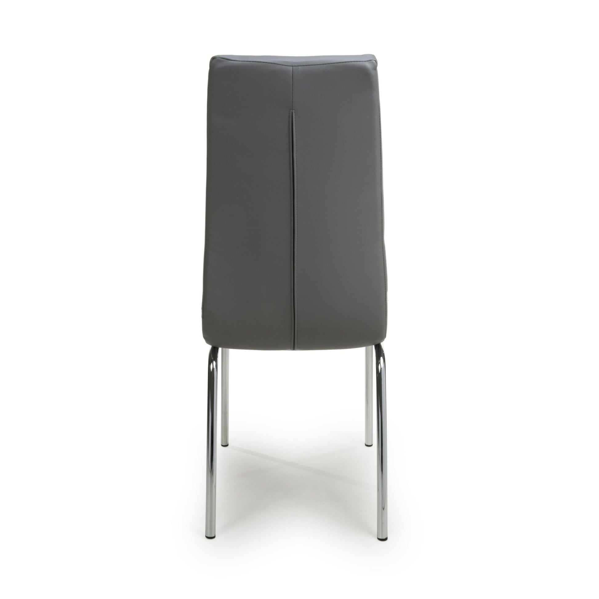 Buy Jenner Leather Effect Grey Chrome Dining Chair for kitchen seating