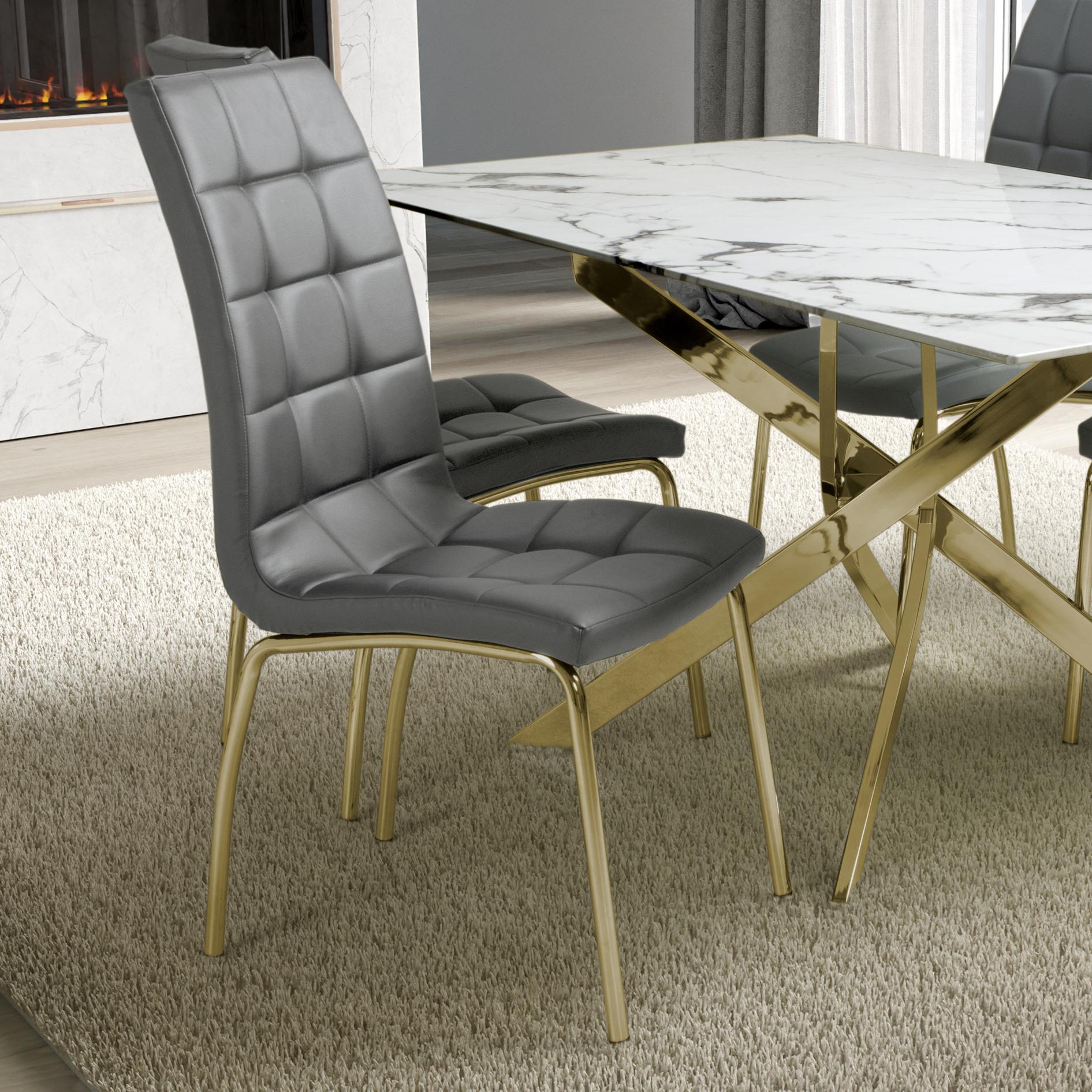 Buy Jenner Leather Effect Grey Gold Dining Chair for kitchen seating