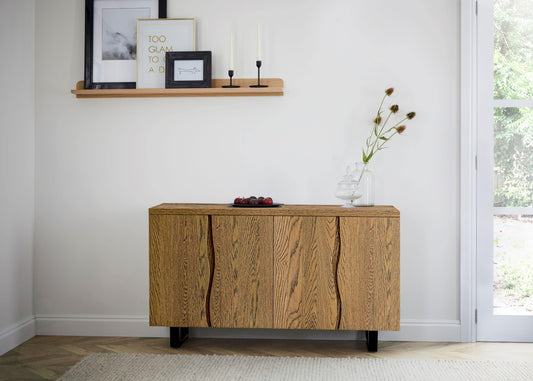 Buy Jersey Oak 130cm Industrial Sideboard featuring 4 Door Storage