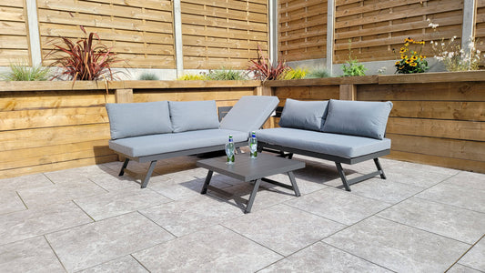 Buy Kimmie Corner with Adjustable Head Rest Grey Aluminium Sofa Online