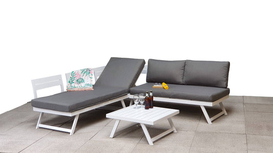 Buy Kimmie Corner with Adjustable Head Rest Grey Aluminium Sofa Online - Blythe Living