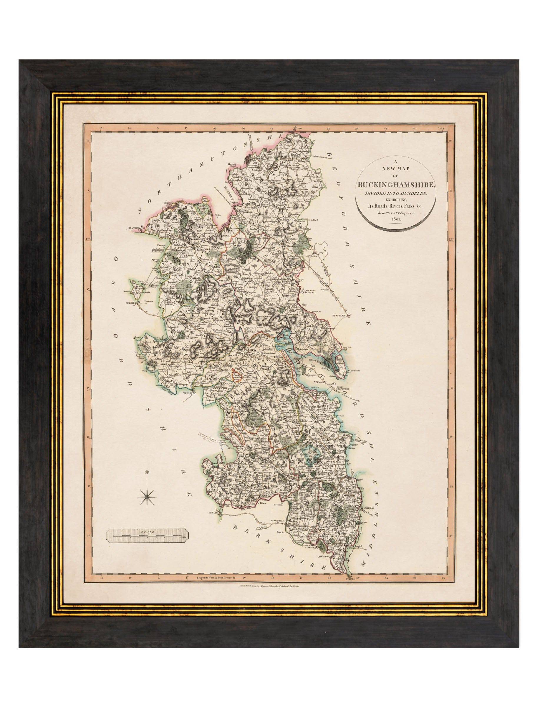Buy Large 84x70cm c.1806 Lancashire County Map in Oxford Wood Frame
