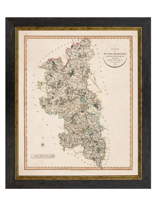 Buy Large 84x70cm c.1806 Lancashire County Map in Oxford Wood Frame
