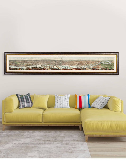 Buy Large Victorian Panoramic London Map in Sustainable Wood Oxford Frame
