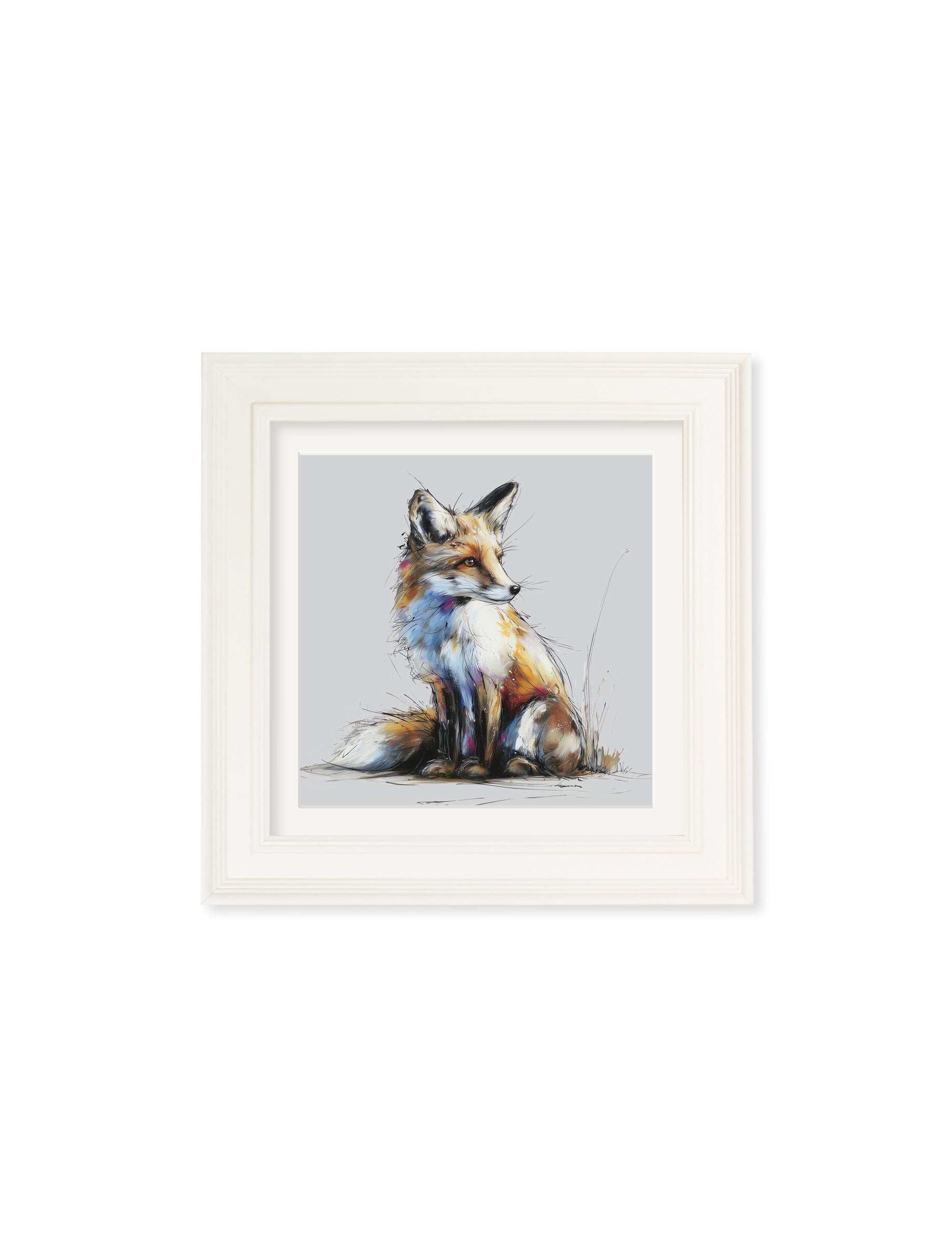 Buy Little Fox Cosy Sketch Cream Hurstwood square framed print UK