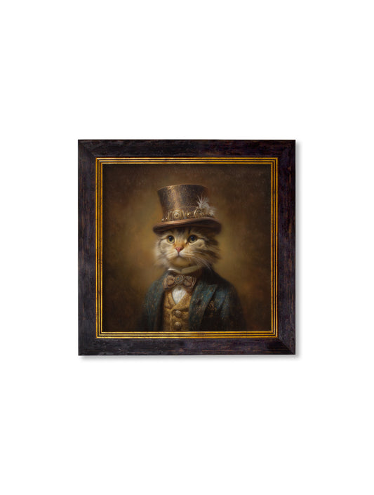Buy Lord Whiskerby Gentleman Tabby Cat square framed print UK