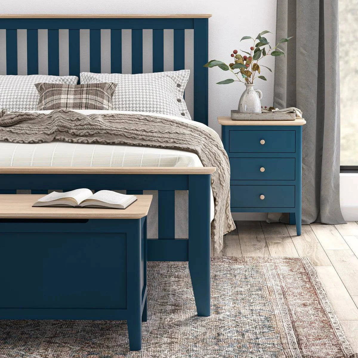 Buy Marlow Navy Blanket Box Ottoman Online