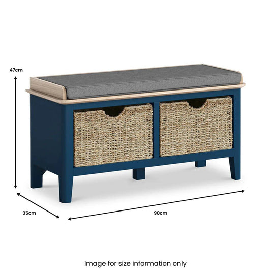 Buy Marlow Navy Storage Bench with Baskets Online - Blythe Living