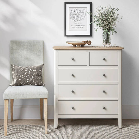 Buy Marlow White 2 Over 3 Chest coconut white bedroom storage UK
