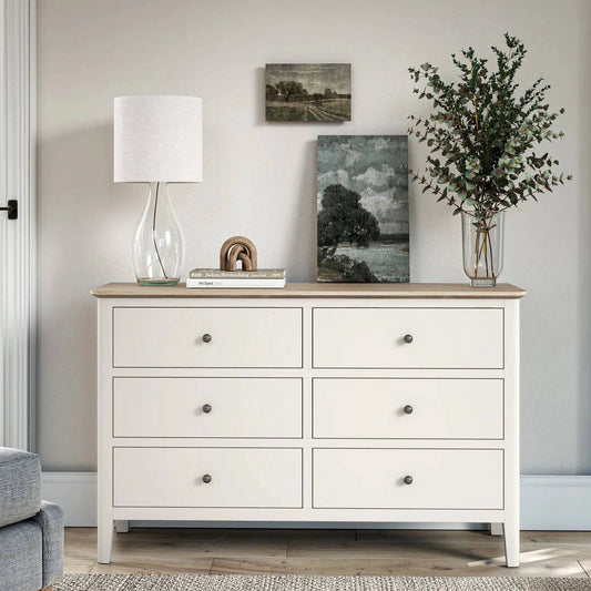 Buy Marlow White 6 Drawer Chest coconut white bedroom furniture UK
