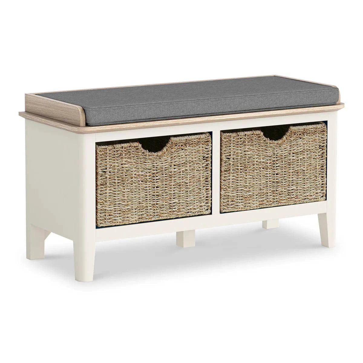 Buy Marlow White Storage Bench with Baskets Online - Blythe Living