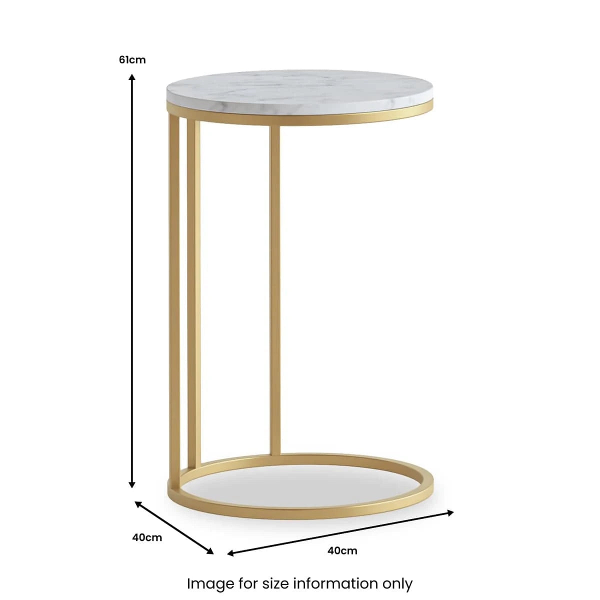 Buy Marmora White Marble Round C Side Table with Gold Frame Online