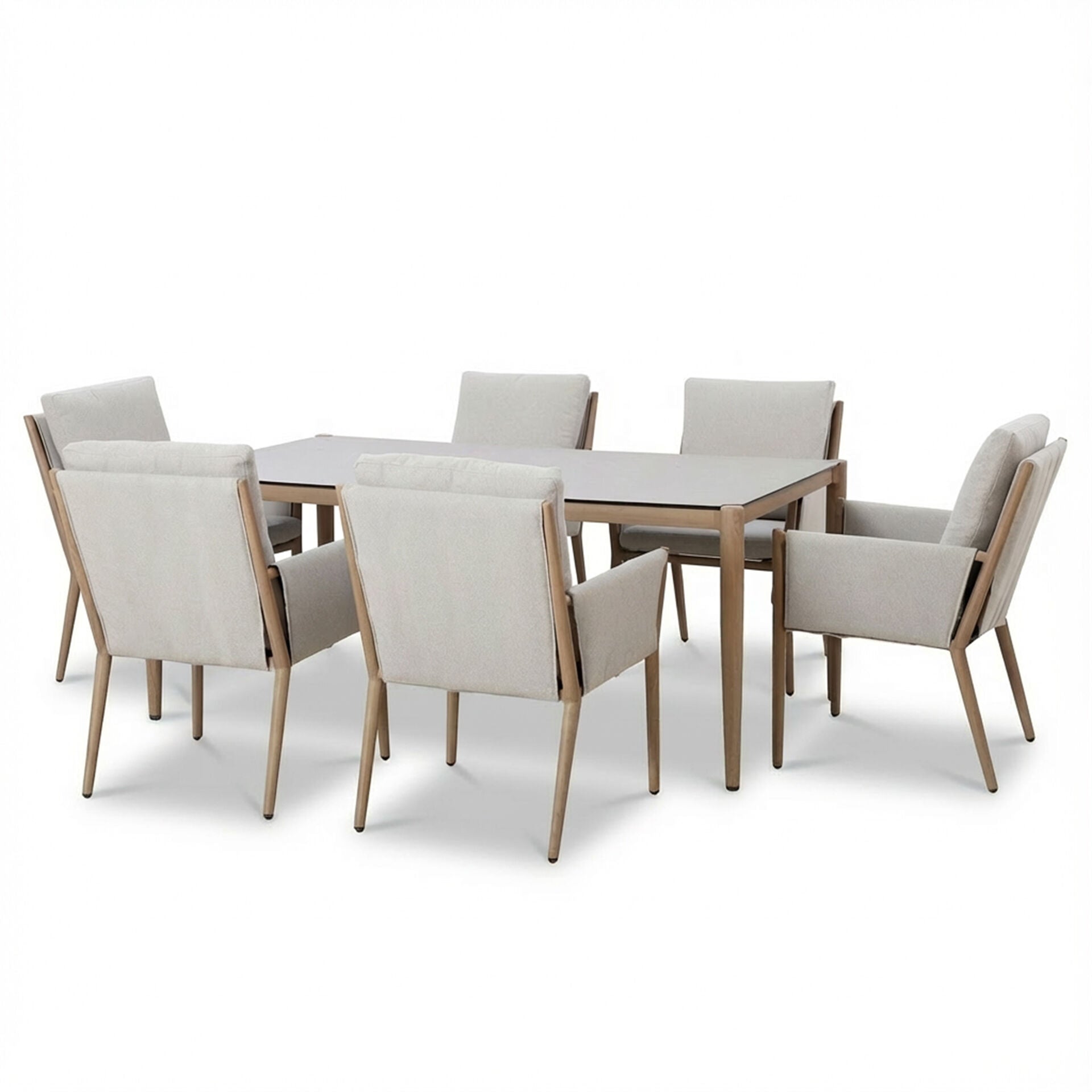 Buy Maze Burford 6 Seat Aluminium Rectangular Dining Set Almond by Blythe Living