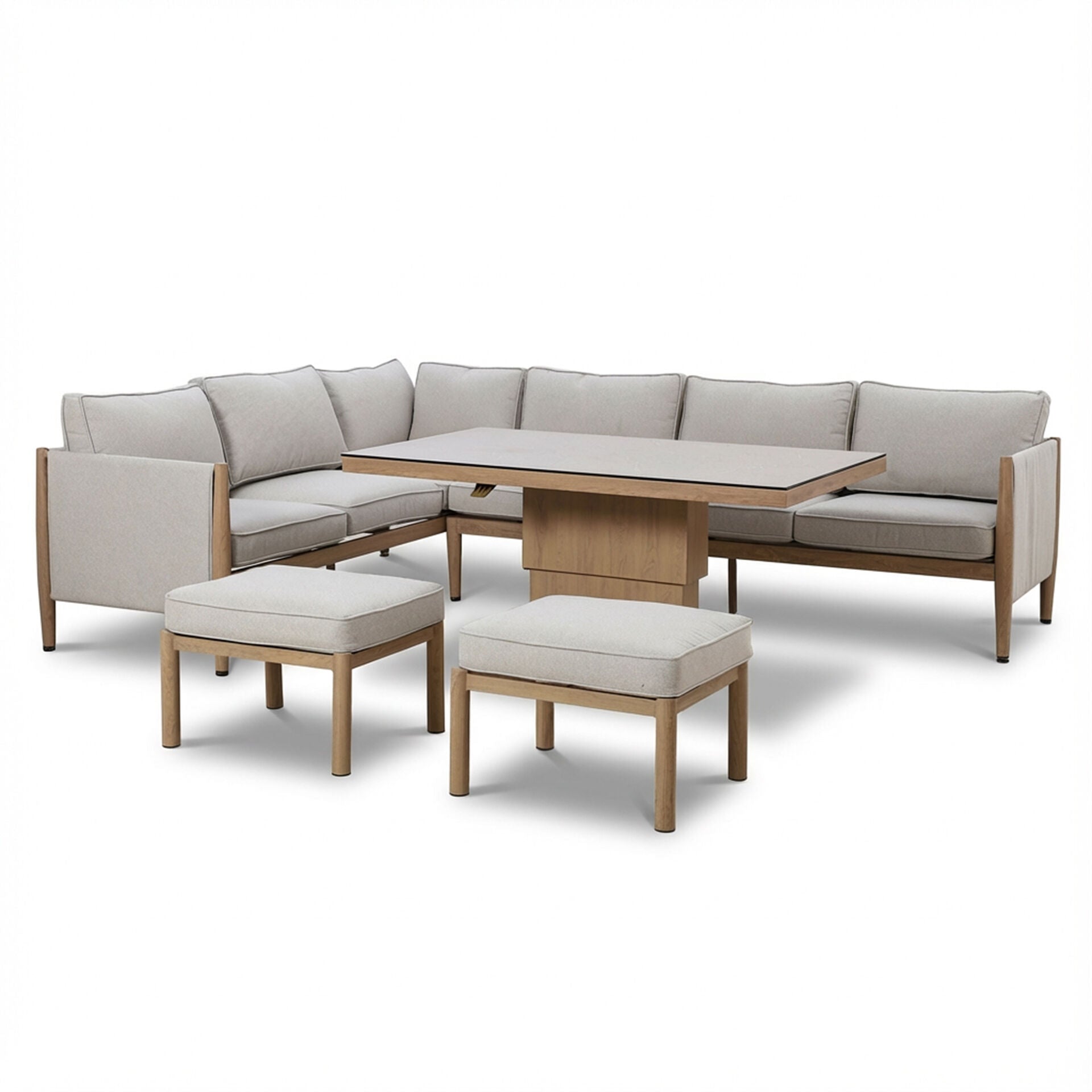 Buy Maze Burford Large Aluminium Corner Dining Set with Footstools Almond by Blythe Living