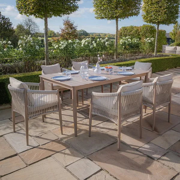 Buy Maze Havana rope weave 6 seat rectangular dining set UK