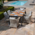 Buy Maze Jakarta teak extending 6-10 seat rectangular dining table 10 Maldives rope chairs UK