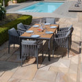 Buy Maze Jakarta teak extending 6-10 seat rectangular dining table 10 Milan charcoal rope chairs UK