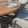 Buy Maze Jakarta teak round dining table with 6 Oxford heritage rattan chairs UK